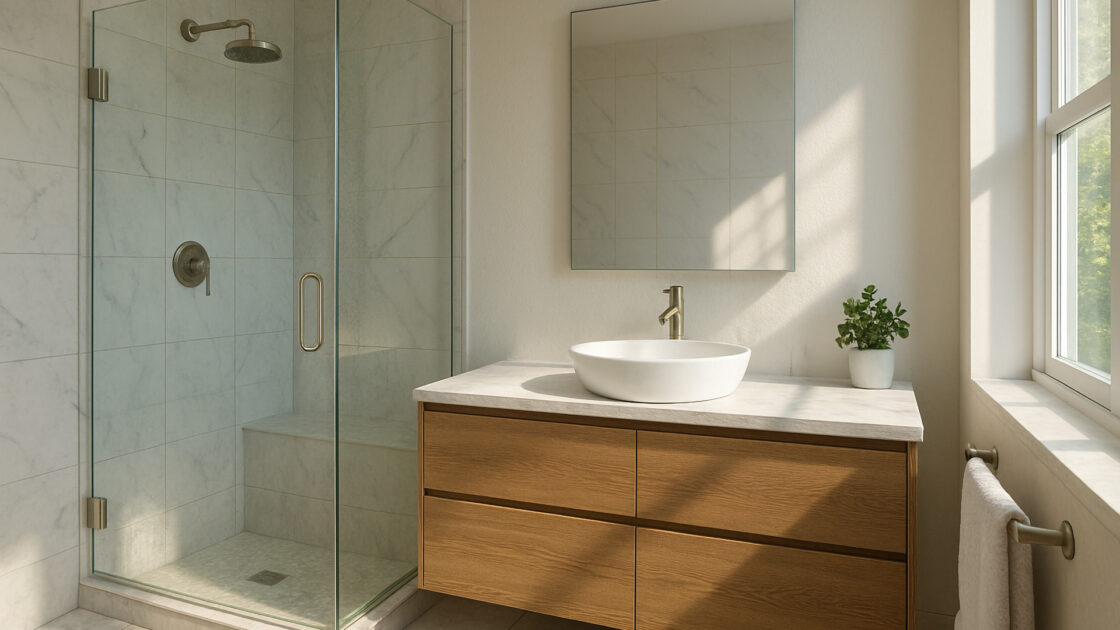 Contemporary Bathroom with Glass Shower