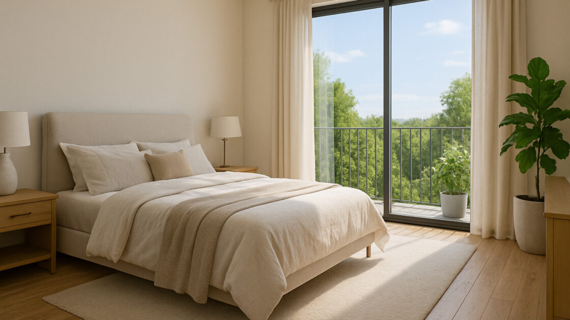 Cozy Master Bedroom with Balcony Access